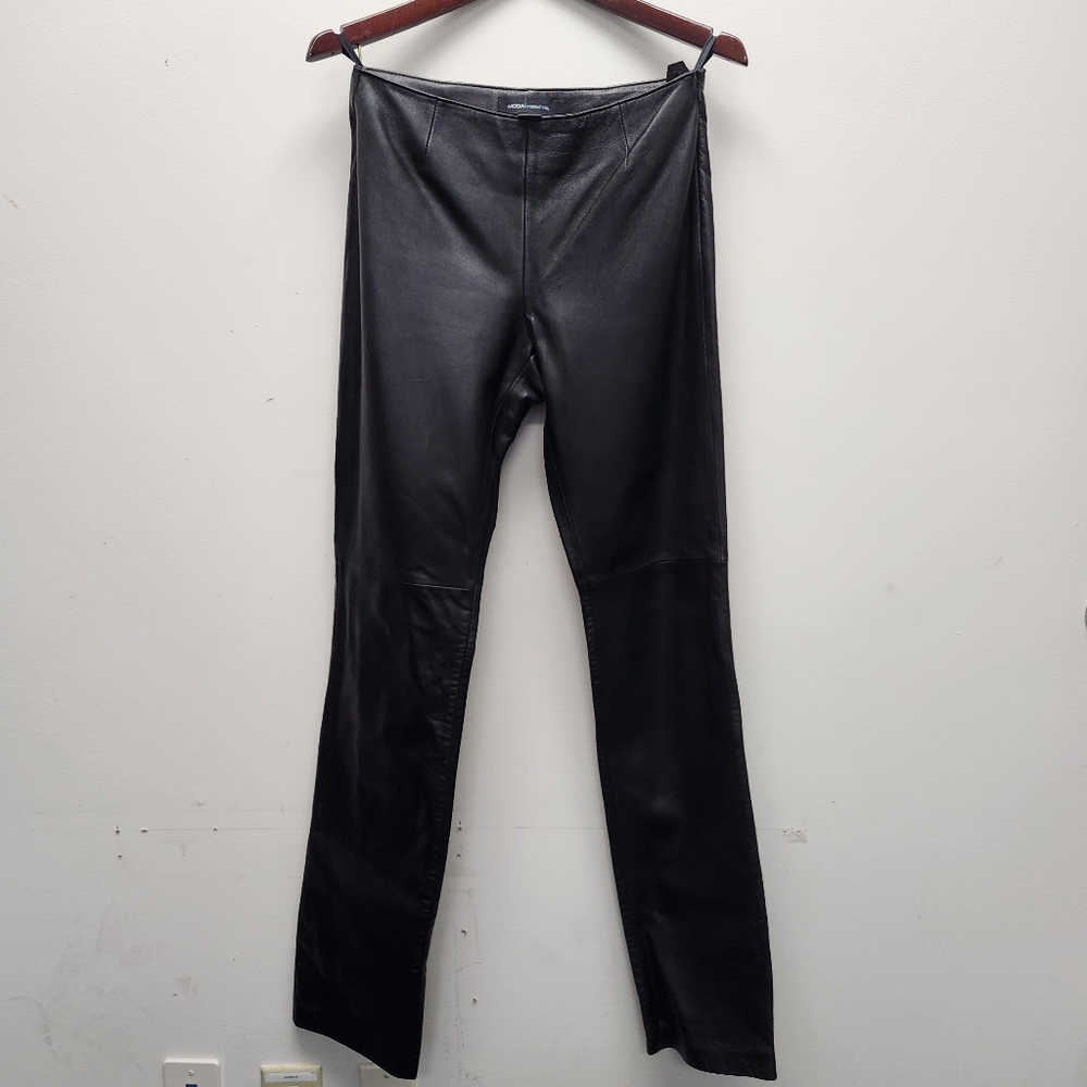 MODA International Black Leather Pants size 4 tall